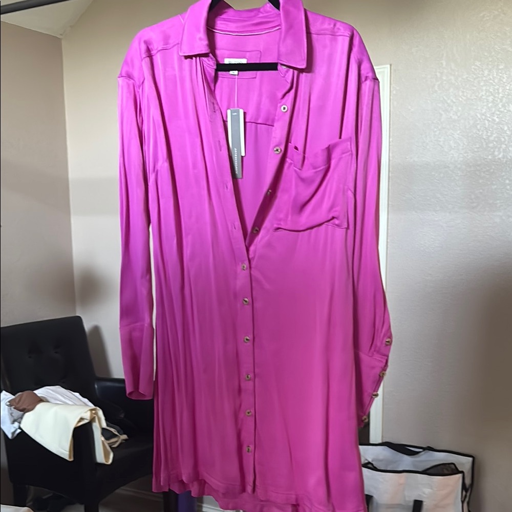 Pilcro Fuchsia Button-Up Shirt